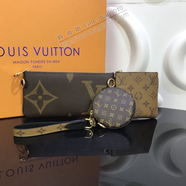 LV包 lv新款手包 M68756 路易威登經典Monogram帆布 三款手拿包 Trio手拿包  ydh3416